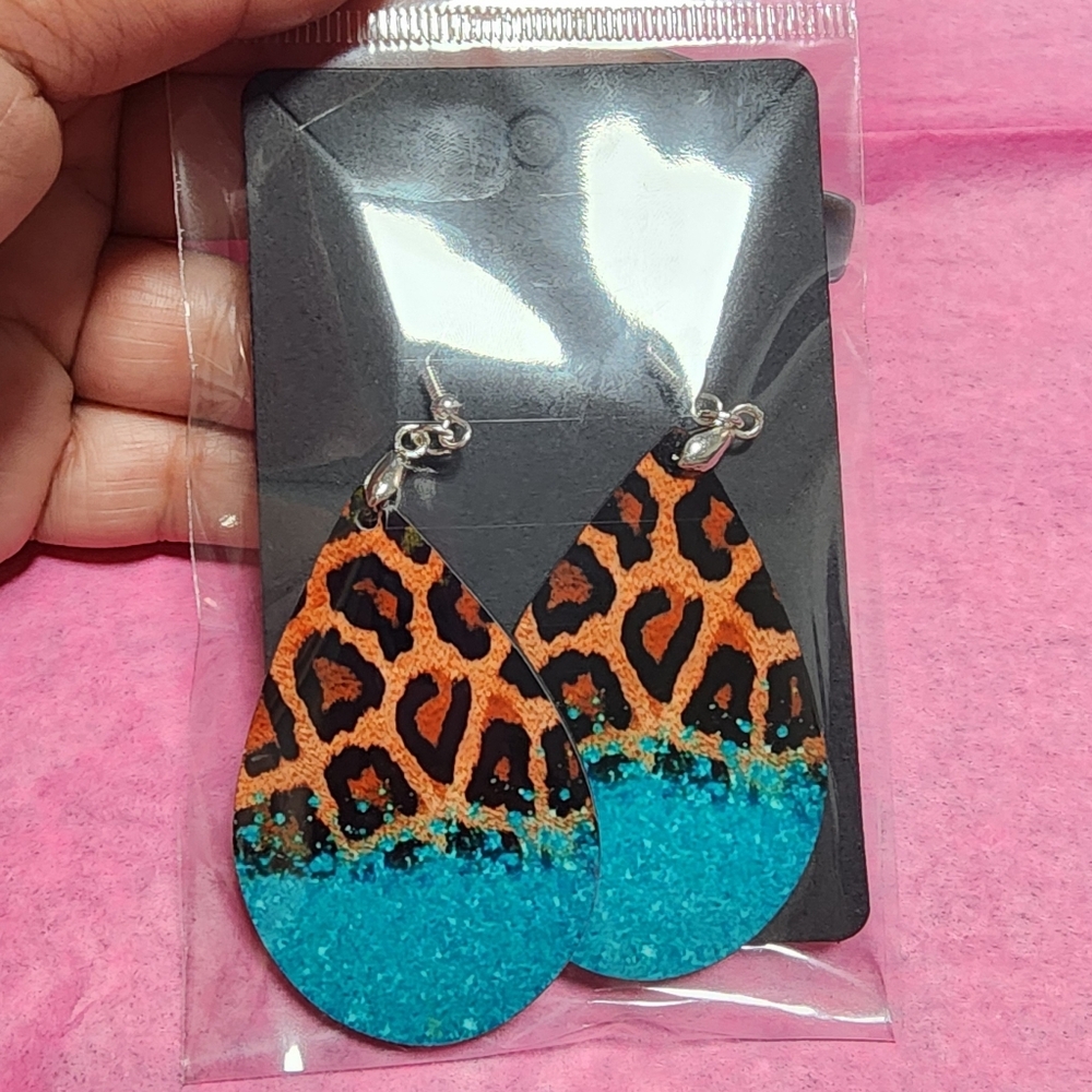 Leopard Print Teardrop Earrings